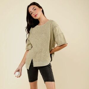Casual Olive Green Women's Top